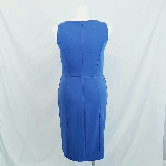NWT Ashley Stewart Sleeveless Sheath Dress Beaded Neck Blue - Picture 4 of 10